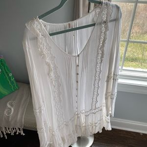 white free people button up dress w/ slip!